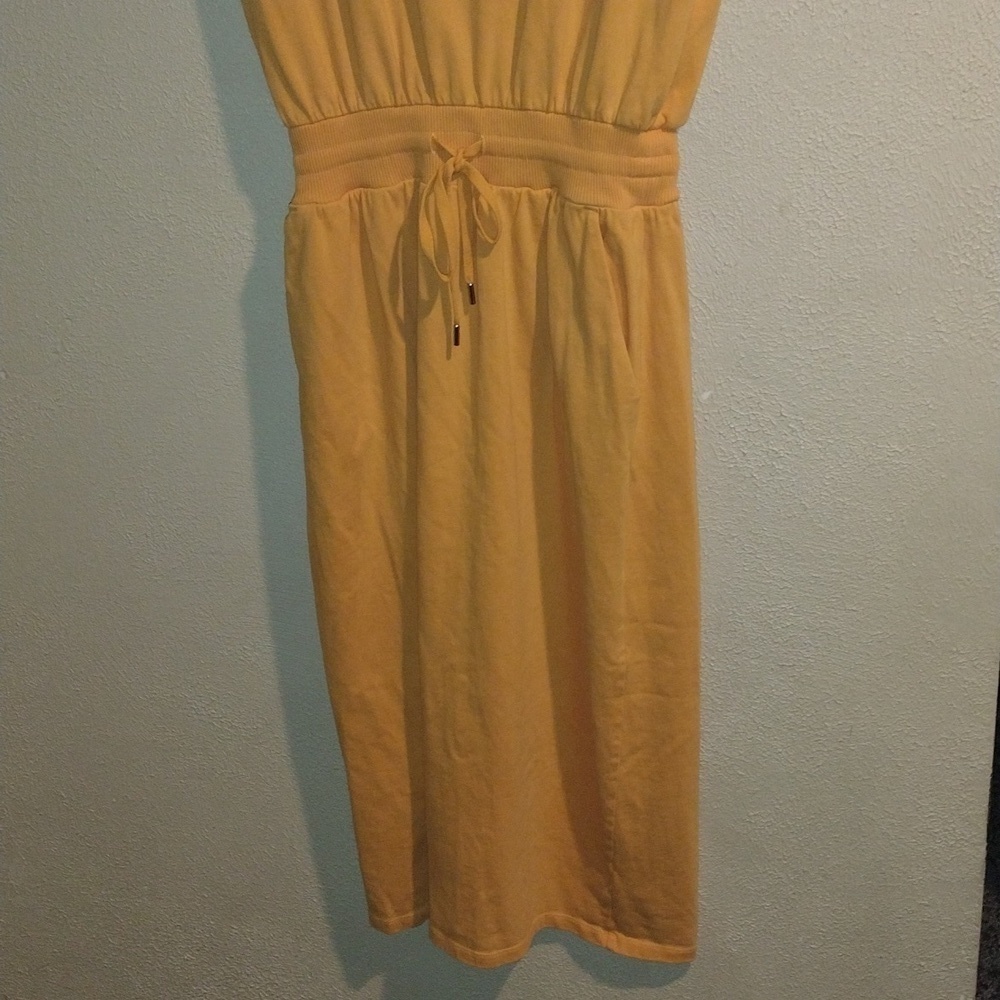 Orange 100% Cotton Athletic Sleeveless Midi Dress with Drawstring Waist S - Picture 2 of 6